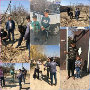 توزیع نهال در روز درختکاری توسط دهیاری و رئیس شورای اسلامی روستای زرگر
