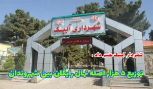 اهدای نهال رایگان از سوی شهرداری آبیک با هدف گرامیداشت هفته درختکاری